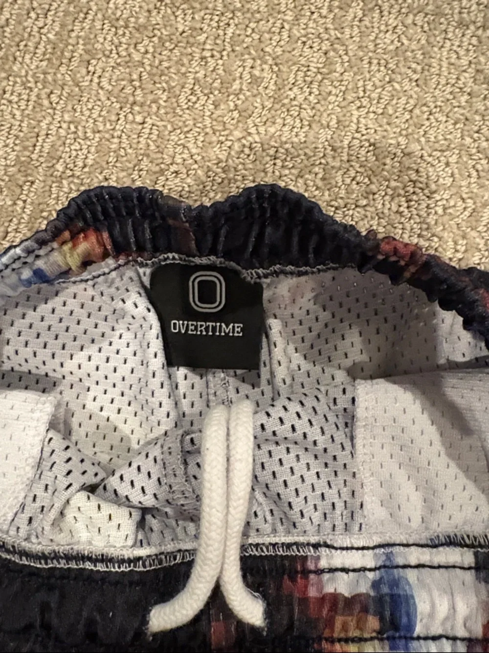 OVERTIME Kids Pixel-Print Athletic Shorts in Black & Multicolor - Picture 3 of 5